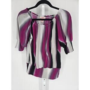 Candie's Women's 1/2 Sleeve Multicolor Scoop Neck Polyester Top Size S